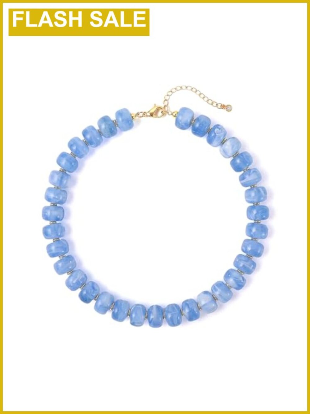 Chunky Resin Beaded Choker Necklace Large Statement Gold Tone